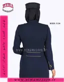 مانتو شلوار اداری کرپ کنزو یقه ایستاده کد 124 مشکی