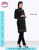 مانتو شلوار اداری کرپ کنزو یقه ایستاده کد 124 مشکی