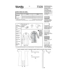 الگو خیاطی کت و مانتو زنانه بوردا استایل کد 7329 سایز 44 تا 58 متد مولر