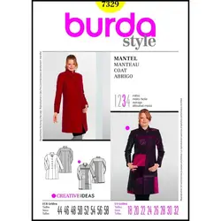 الگو خیاطی کت و مانتو زنانه بوردا استایل کد 7329 سایز 44 تا 58 متد مولر