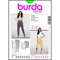 الگو خیاطی شلوار زنانه بوردا استایل کد 7344 سایز 36 تا 48 متد مولر