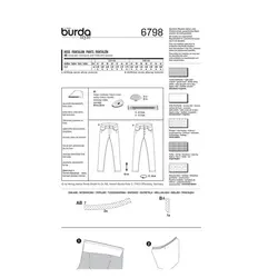 الگوی خیاطی شلوار زنانه بوردا استایل کد 6798 سایز 34 تا 46 متد مولر