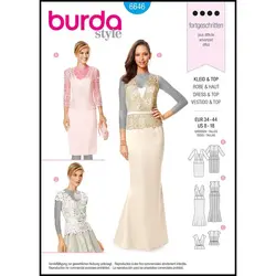 الگو خیاطی پیراهن مجلسی زنانه بوردا استایل کد 6646 سایز 34 تا 44 متد مولر