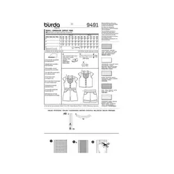 الگو خیاطی سرهمی و بلوز شلوارک دخترانه بوردا کیدز کد 9491 سایز 3 تا 8 سال متد مولر