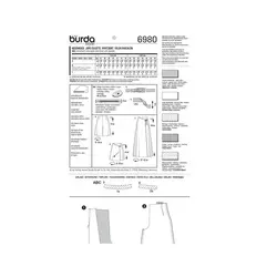 الگوی خیاطی شلوار و شلوارک زنانه بوردا استایل کد 6980  سایز 34 تا 46 متد مولر