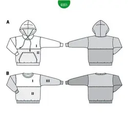 الگو خیاطی بلوز و شوییشرت کودک بوردا کیدز کد 9301 سایز 7 تا 14 سال متد مولر