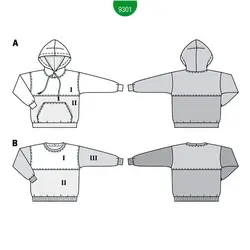 الگو خیاطی بلوز و شوییشرت کودک بوردا کیدز کد 9301 سایز 7 تا 14 سال متد مولر