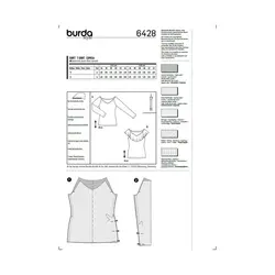 الگو خیاطی تاپ و بلوز زنانه بوردا استایل کد 6428 سایز 34 تا 44 متد مولر