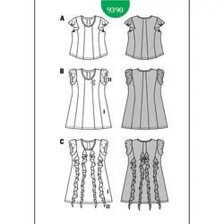 الگو خیاطی پیراهن مجلسی دخترانه بوردا کیدز کد 9390 سایز 2 تا 7 سال متد مولر