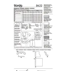 الگو خیاطی پیراهن شلوار نوزادی بوردا کیدز کد 9422 سایز 3 ماه تا 2 سال متد مولر