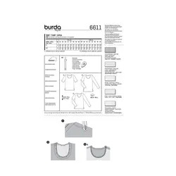 الگوی خیاطی بلوز و تیشرت زنانه بوردا استایل کد 6611 سایز 36 تا 50 متد مولر