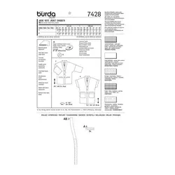 الگو خیاطی ژاکت و مانتو زنانه بوردا استایل کد 7428 سایز 34 تا 46 متد مولر