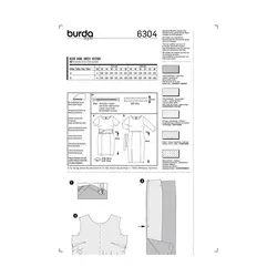الگو خیاطی پیراهن زنانه بوردا استایل کد 6304 سایز 46 تا 56 متد مولر