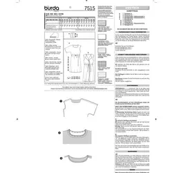 الگو خیاطی پیراهن زنانه بوردا استایل کد 7515 سایز 36 تا 48 متد مولر