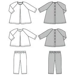 الگو خیاطی تونیک و شلوار نوزاد بوردا کیدز کد 9348 متد مولر سایز 6 ماه تا 3 سال