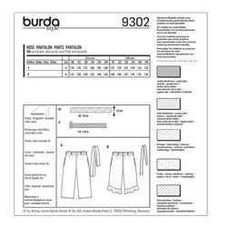 الگو خیاطی شلوار و شلوارک راحتی کودک بوردا کیدز کد 9302 سایز 6 تا 11 سال متد مولر
