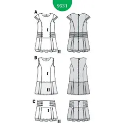 الگو خیاطی سارافون و دامن دخترانه بوردا کیدز کد 9531 سایز 8 تا 14 سال متد مولر