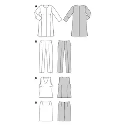 الگو خیاطی مانتو شلوار تاپ و دامن زنانه بوردا استایل کد 7075 سایز 36 تا 50 متد مولر