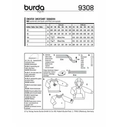 الگو خیاطی هودی و سوییشرت کودک بوردا کیدز کد 9308 سایز 2 تا 7 سال متد مولر