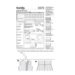 الگو خیاطی پیراهن و سارافن کودک بوردا کیدز کد 9379 سایز 5  تا 10 سال متد مولر