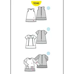 الگو خیاطی پیراهن و سارافن کودک بوردا کیدز کد 9380 سایز 5  تا 10 سال متد مولر