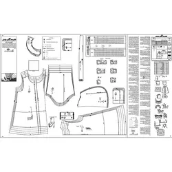 الگو خیاطی کت پالتو شلوار سرهمی و پیراهن کودک الگوهای آسان خیاطی متد مولر کد 9026 چندسایزه