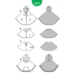 الگو خیاطی شنل دخترانه بوردا کیدز کد 9475 سایز 2 تا 6 سال متد مولر