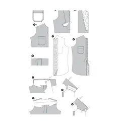 الگو خیاطی مانتو و شومیز زنانه بوردا استایل کد 6908 سایز 34 تا 46 متد مولر