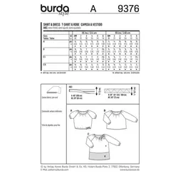 الگو خیاطی بلوز و پیراهن دخترانه بوردا کیدز کد 9376 سایز 18 ماه  تا 6 سال متد مولر
