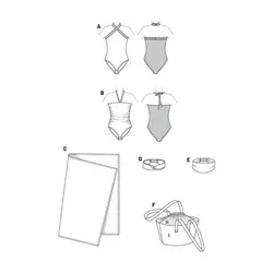 الگو خیاطی ست لباس شنا و بادی زنانه بوردا استایل کد 6963 سایز 32 تا 44 متد مولر