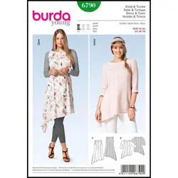 الگو خیاطی تونیک زنانه بوردا استایل کد 6790 سایز 42 تا 54 متد مولر