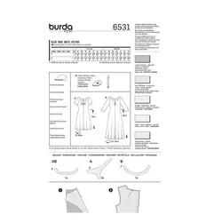 الگو خیاطی پیراهن زنانه بوردا استایل کد 6531 سایز 34 تا 46 متد مولر