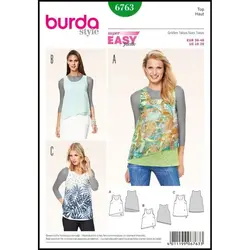 الگو خیاطی تاپ زنانه بوردا استایل کد 6763 سایز 36 تا 46 متد مولر