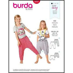    الگو خیاطی شلوار دخترانه بوردا کیدز کد 9493 سایز 4 تا 10 سال متد مولر