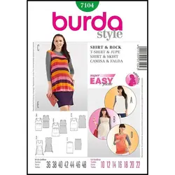 الگو خیاطی تاپ و دامن بارداری بوردا استایل کد 7104 سایز 36 تا 48 متد مولر