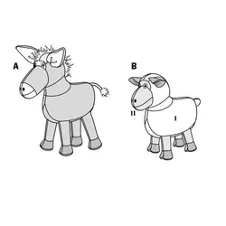 الگو خیاطی عروسک الاغ و گوسفند بوردا استایل کد 7038 سایز 30 سانت