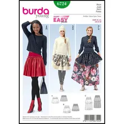 الگو خیاطی دامن زنانه بوردا استایل کد 6724 سایز 34 تا 44 متد مولر