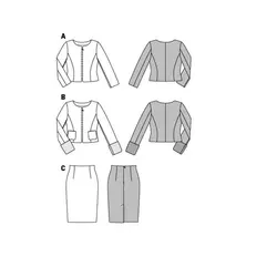 الگو خیاطی کت دامن زنانه بوردا استایل کد 6705 سایز 34 تا 46 متد مولر