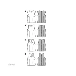 الگو خیاطی تاپ زنانه بوردا استایل کد 7051 سایز 32 تا 44 متد مولر