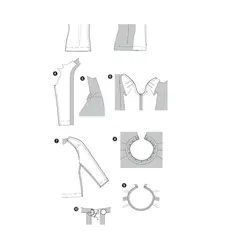 الگو خیاطی پیراهن بلوز و سرهمی بادی زنانه بوردا استایل کد 7298 سایز 34 تا 46 متد مولر