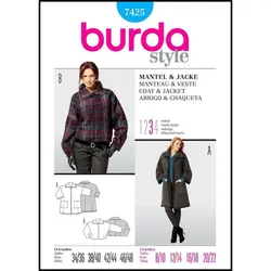 الگو خیاطی کت و مانتو زنانه بوردا استایل کد 7425 سایز 34 تا 48 متد مولر