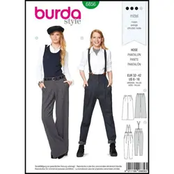 الگو خیاطی شلوار ساسبندی زنانه بوردا استایل کد 6856 سایز 32 تا 42 متد مولر