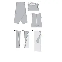 الگو خیاطی پیراهن زنانه بوردا استایل کد 6498 سایز 34 تا 46 متد مولر