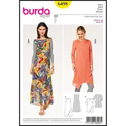 الگو خیاطی پیراهن زنانه بوردا استایل کد 6498 سایز 34 تا 46 متد مولر