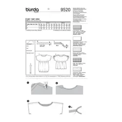 الگو خیاطی تیشرت دخترانه بوردا کیدز کد 9520 سایز 3 تا 8 سال متد مولر