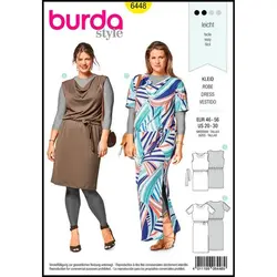 الگو خیاطی پیراهن زنانه بوردا استایل کد 6448 سایز 46 تا 56 متد مولر