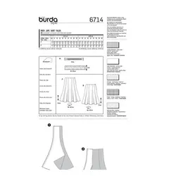 الگو خیاطی دامن ترک زنانه بوردا استایل کد 6714 سایز 44 تا 60 متد مولر