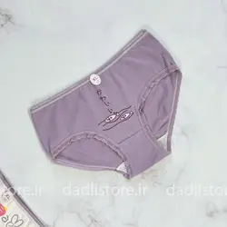 شورت نخ پنبه عروسکی سفید بنفش طرح تدی