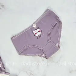 شورت نخ پنبه عروسکی سفید بنفش طرح تدی