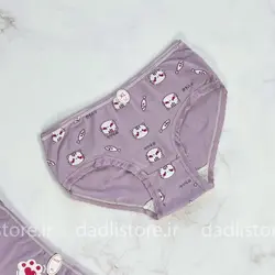 شورت نخ پنبه عروسکی سفید بنفش طرح تدی